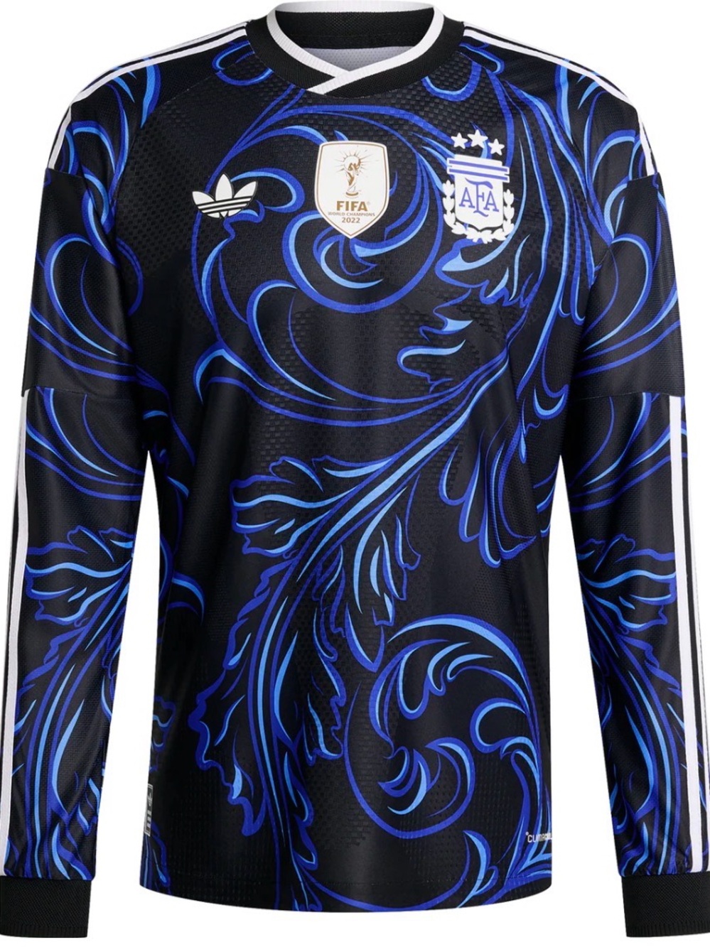 Authentic adidas Black & Blue AFA Long-Sleeve Football Jersey